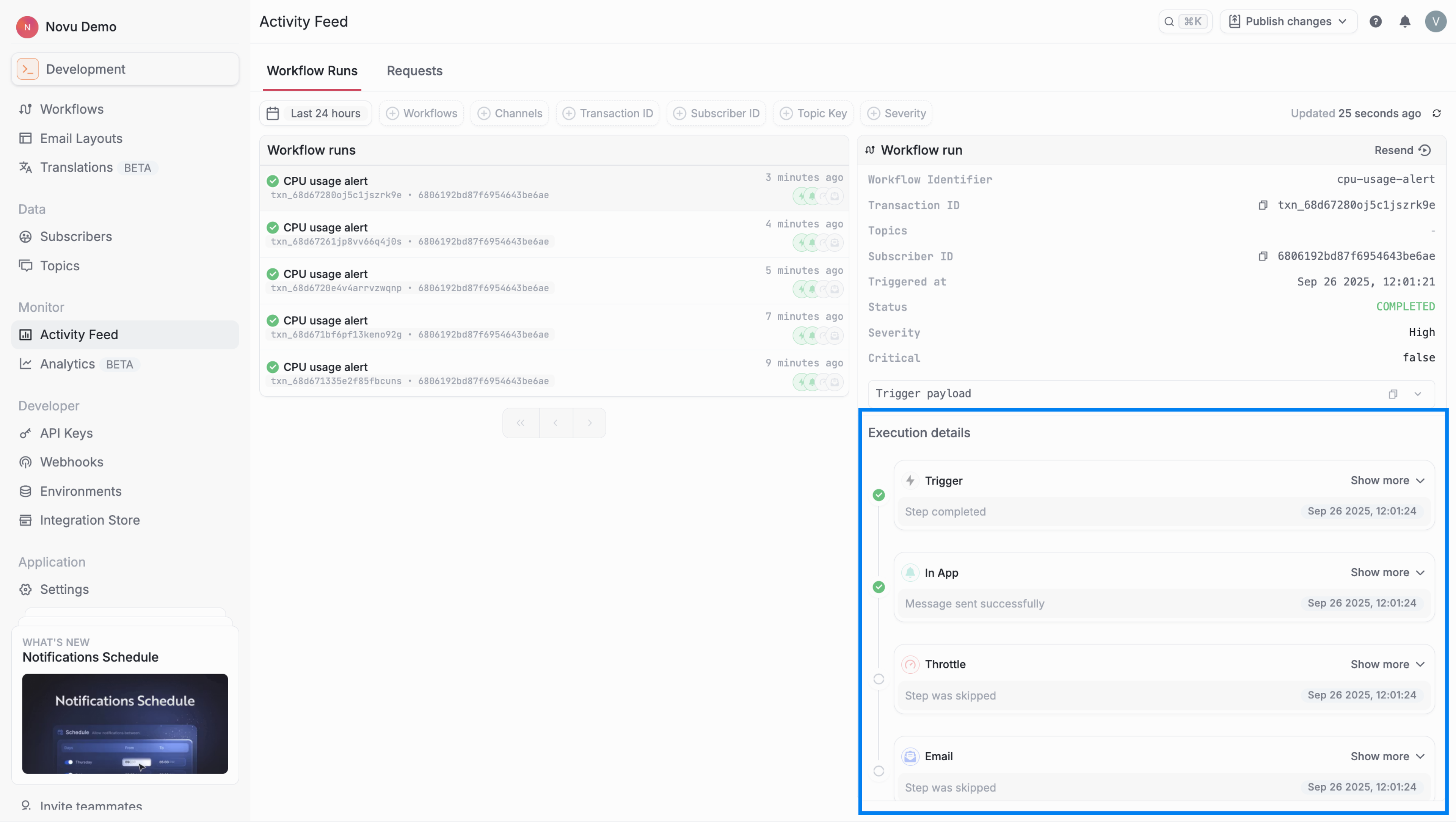 Throttle feed activity feed